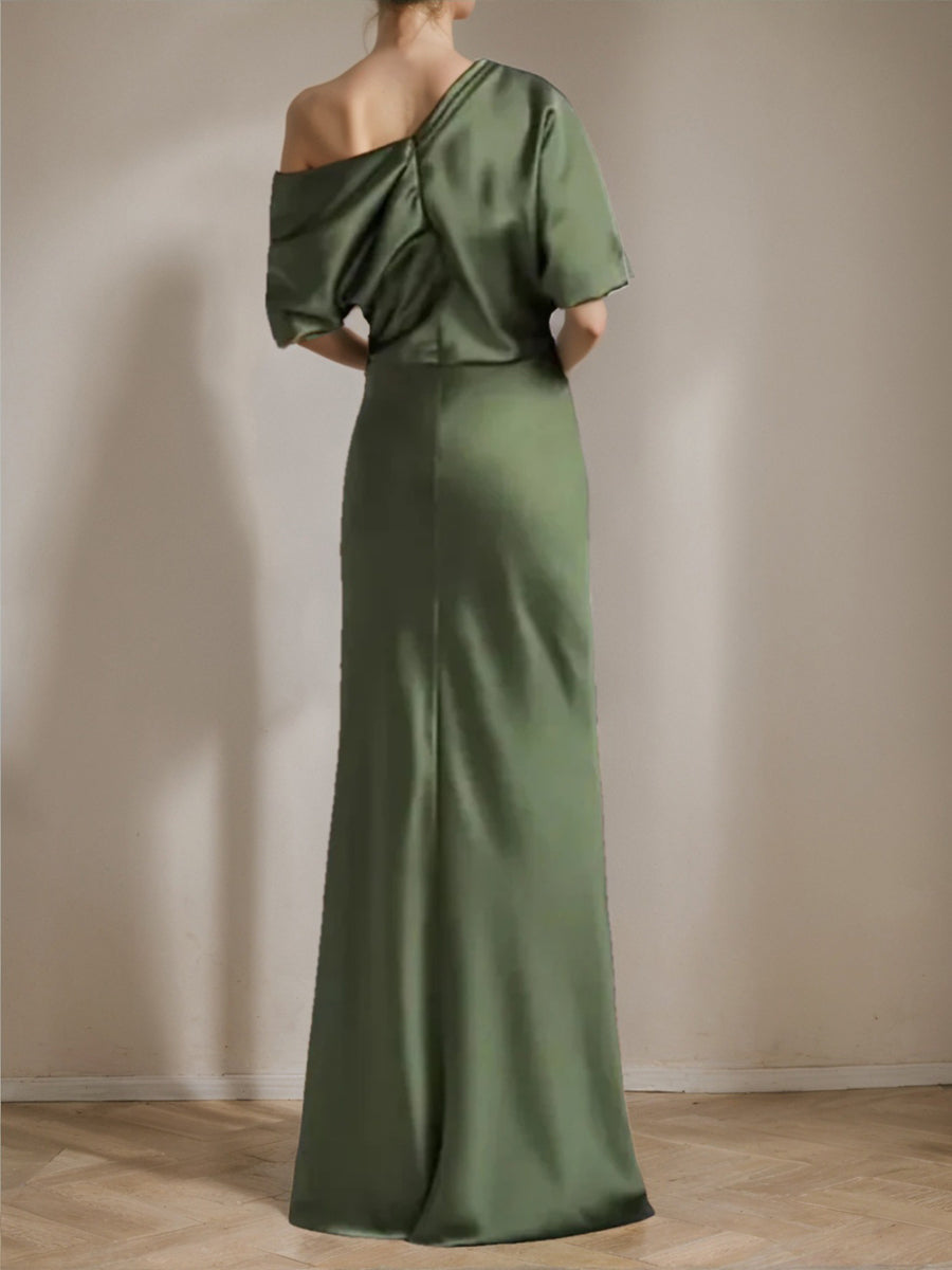 One-Shoulder Column Gown for the Mother of the Bride