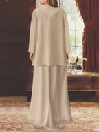 V-Neck Ankle-Length Sheath/Column Mother of the Bride Dresses with Sequins & Jacket