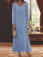 Jacketed Mother of the Bride and Groom Sequin Sheath or Column Dress with Jacket