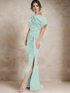 فساتين أم العروس كتف واحد على شكل بوق/حورية البحر مع فتحة جانبية