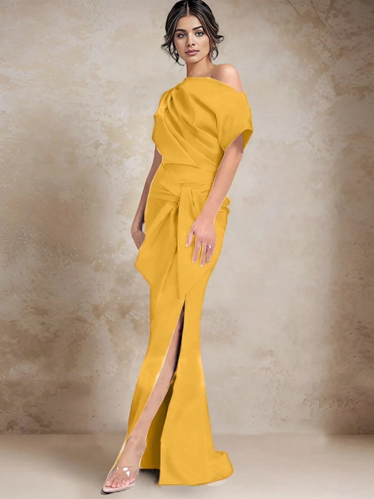 فساتين أم العروس كتف واحد على شكل بوق/حورية البحر مع فتحة جانبية