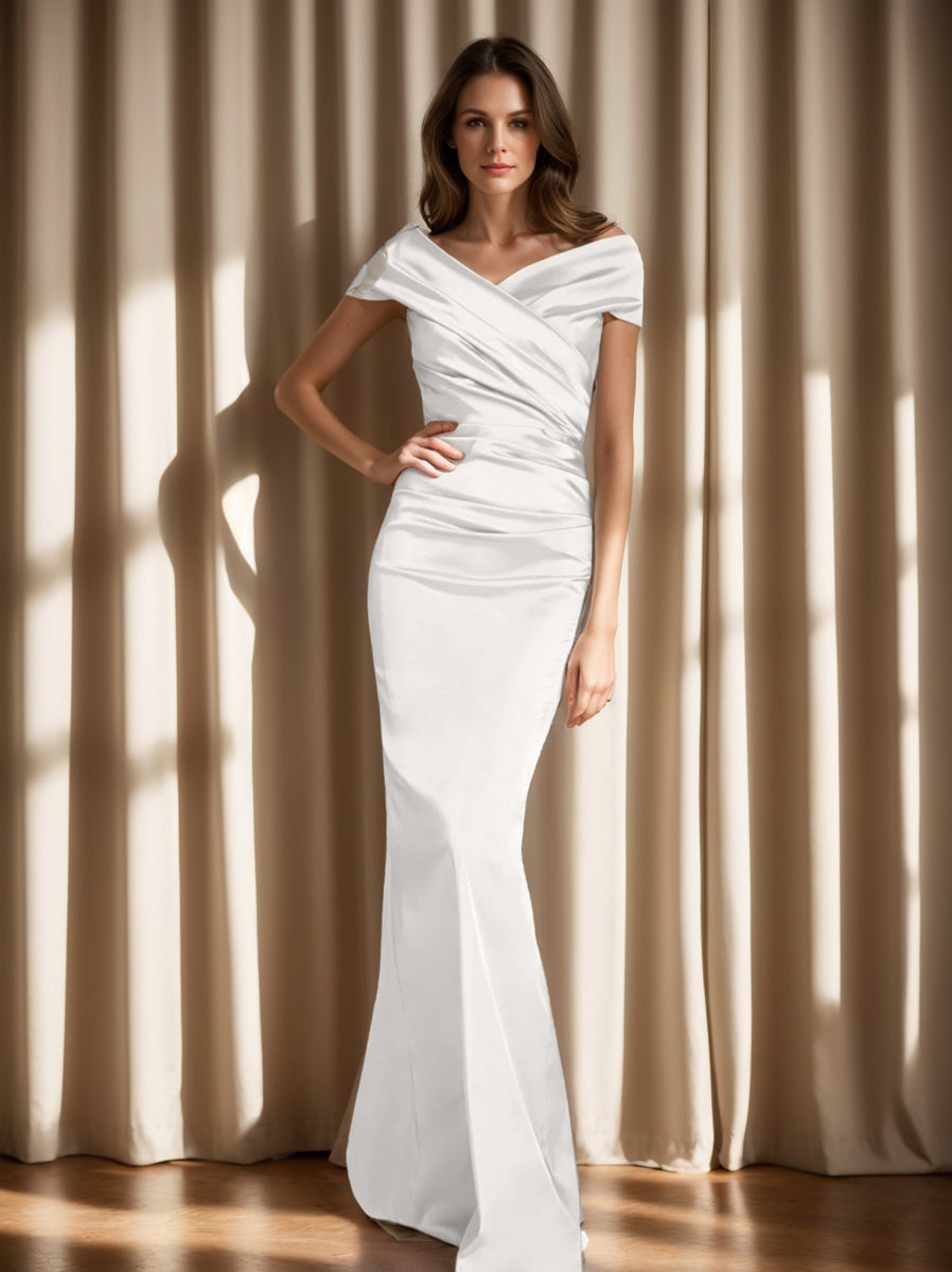 Off The Shoulder Column Gown For Mother Of The Bride Elegant Dress