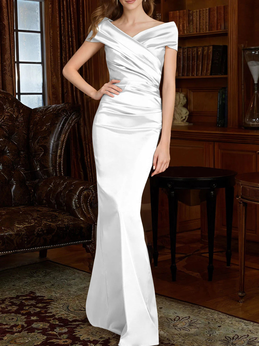 Off The Shoulder Column Gown For Mother Of The Bride Elegant Dress