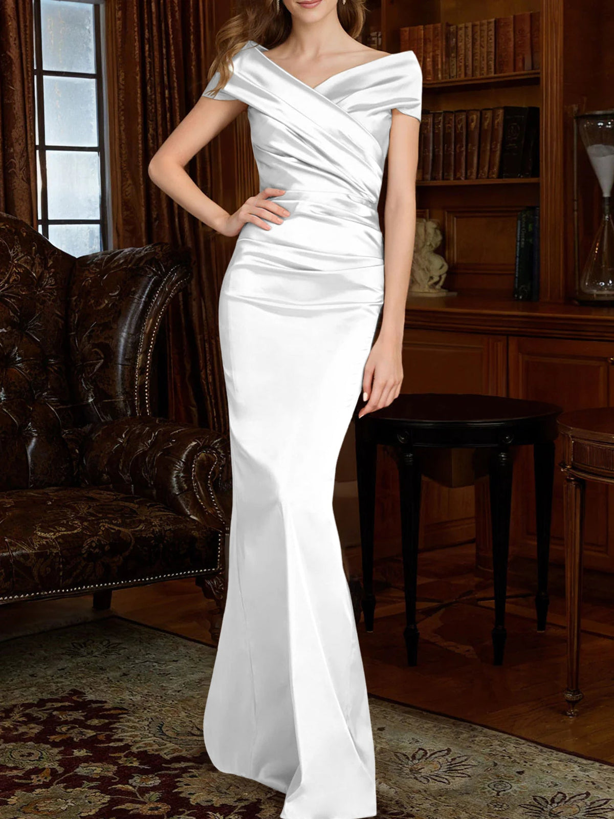 Off The Shoulder Column Gown For Mother Of The Bride Elegant Dress