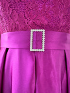 Asymmetrical A-Line Mother of the Bride Dress with Scoop Neck and Short Sleeves