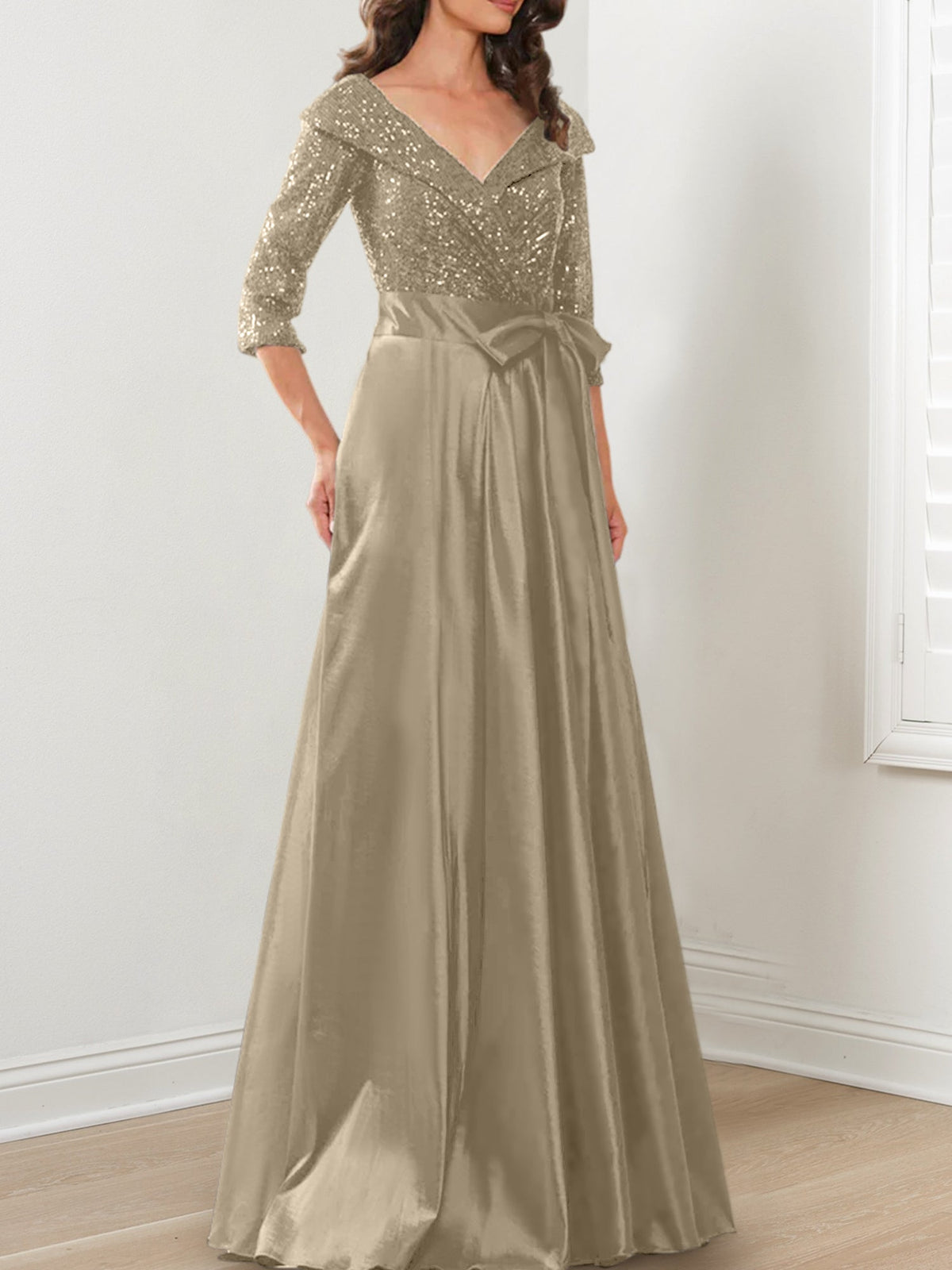 A-Line/Princess V-Neck Floor-Length Mother of the Bride Dresses