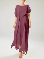 Etui/Kolumnen-Kleid mit kurzen Ärmeln für die Brautmutter mit Quaste