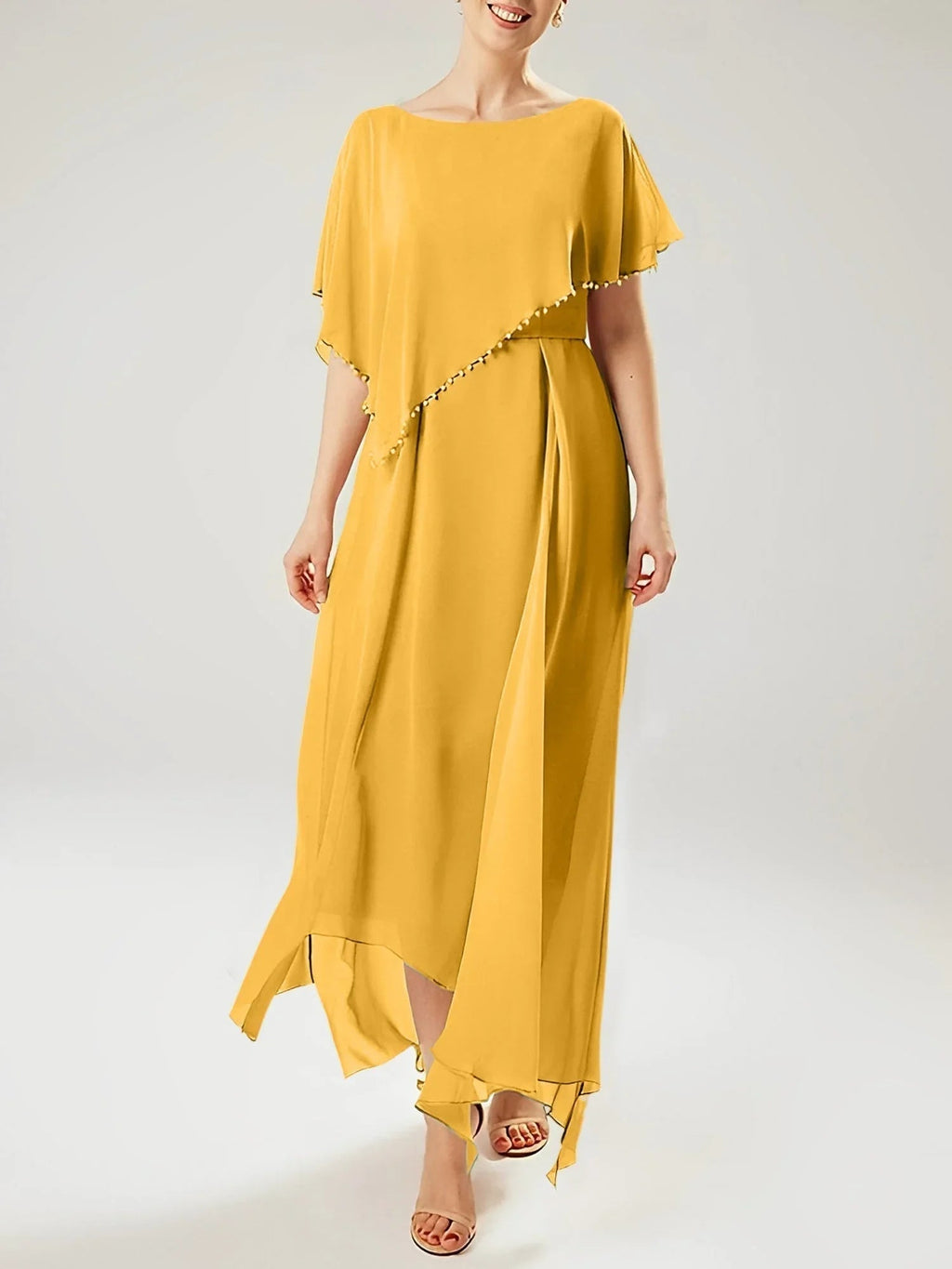 Etui/Kolumnen-Kleid mit kurzen Ärmeln für die Brautmutter mit Quaste