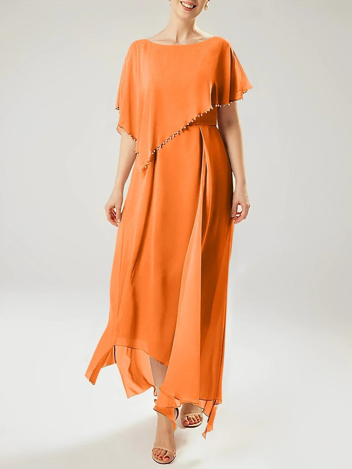 Etui/Kolumnen-Kleid mit kurzen Ärmeln für die Brautmutter mit Quaste
