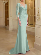 Trumpet/Mermaid Scoop Long Sleeves Mother of the Bride Dresses With Lace