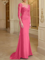 Trumpet/Mermaid Scoop Long Sleeves Mother of the Bride Dresses With Lace