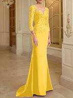 Trumpet/Mermaid Scoop Long Sleeves Mother of the Bride Dresses With Lace