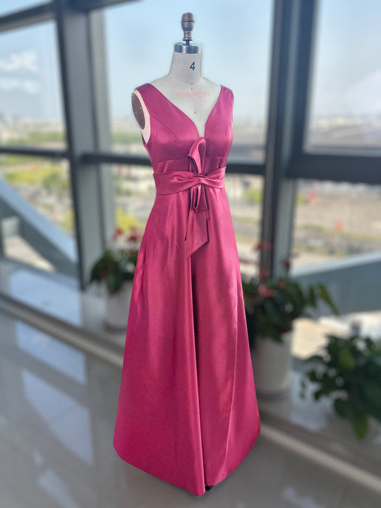 Mother Of The Bride Princess Dress V Neck Sleeveless A Line With Side Split