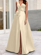 A-Line/Princess V-Neck Sleeveless Mother Of The Bride Dresses With Split Side