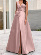 A-Line/Princess V-Neck Sleeveless Mother Of The Bride Dresses With Split Side