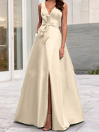A-Line/Princess V-Neck Sleeveless Mother Of The Bride Dresses With Split Side