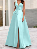 A-Line/Princess V-Neck Sleeveless Mother Of The Bride Dresses With Split Side