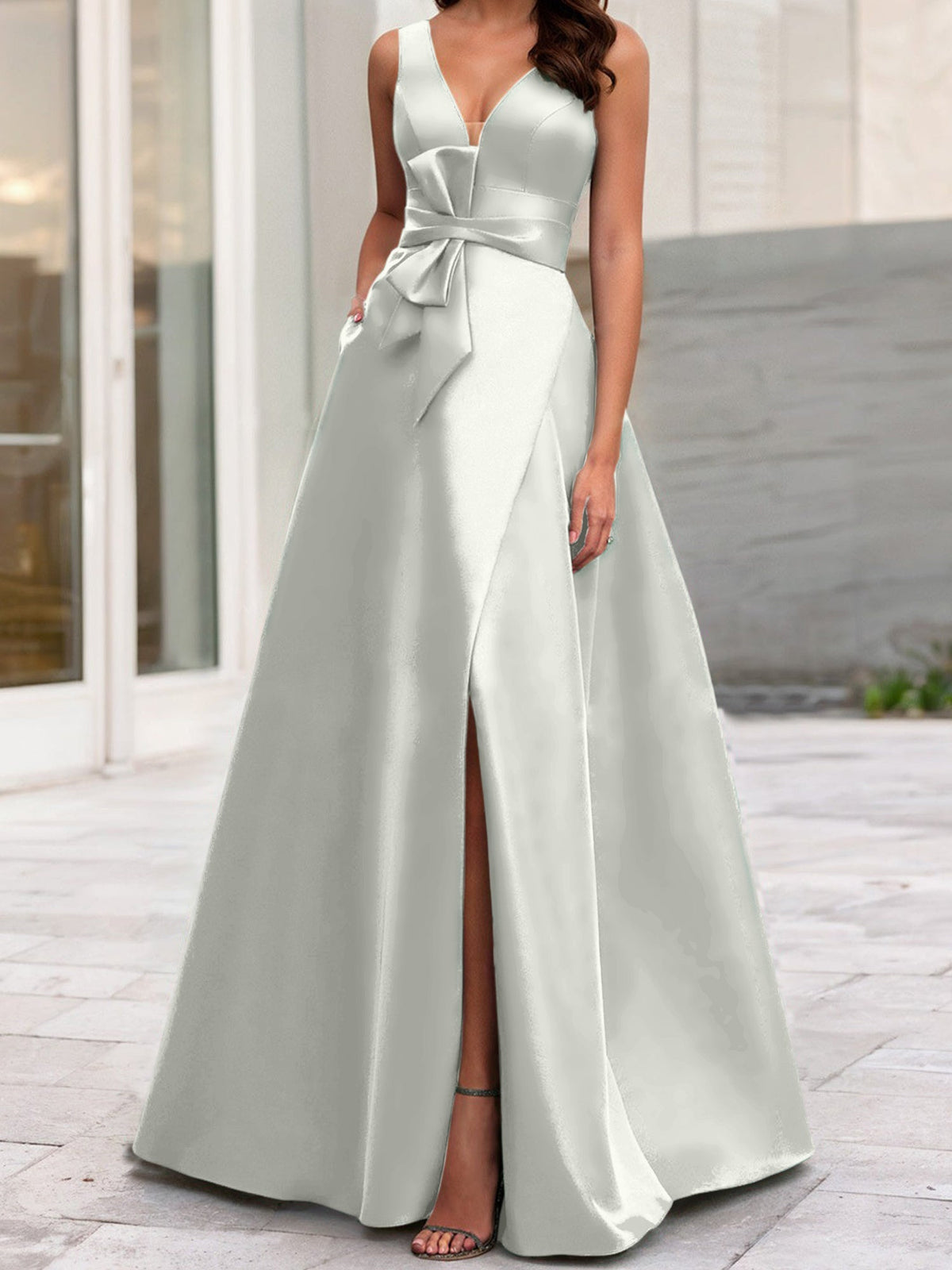 A-Line/Princess V-Neck Sleeveless Mother Of The Bride Dresses With Split Side