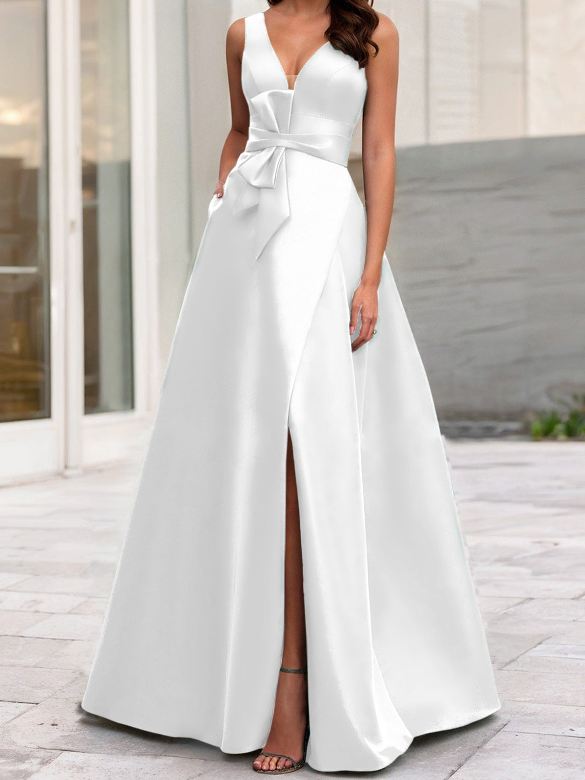A-Line/Princess V-Neck Sleeveless Mother Of The Bride Dresses With Split Side