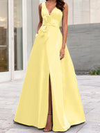A-Line/Princess V-Neck Sleeveless Mother Of The Bride Dresses With Split Side