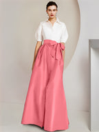 A-Line/Princess Shirt Collar Short Sleeves 2 pieces Mother Of The Bride Dresses