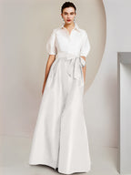 A-Line/Princess Shirt Collar Short Sleeves 2 pieces Mother Of The Bride Dresses