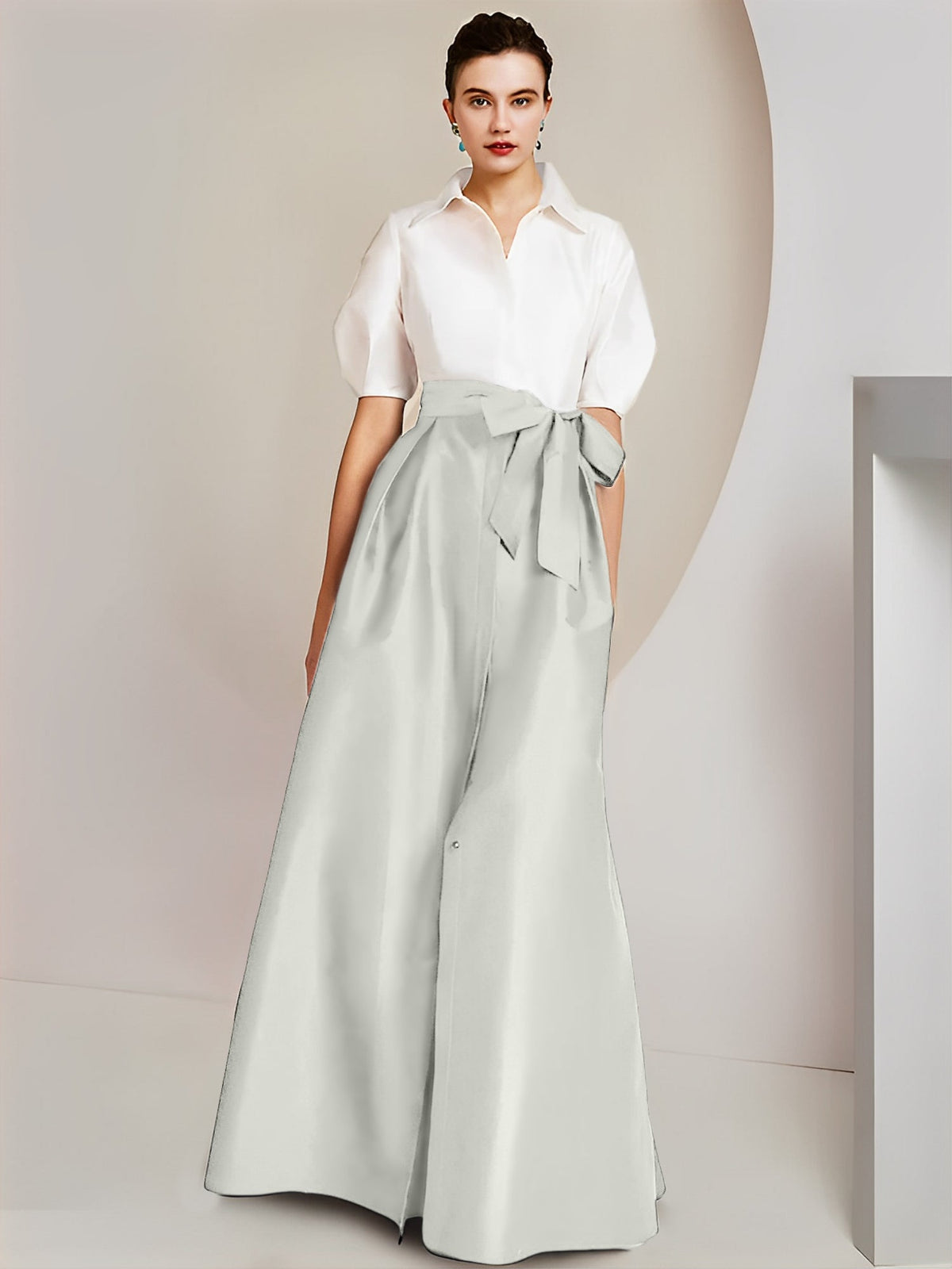 A-Line/Princess Shirt Collar Short Sleeves 2 pieces Mother Of The Bride Dresses