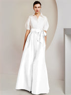 A-Line/Princess Shirt Collar Short Sleeves 2 pieces Mother Of The Bride Dresses