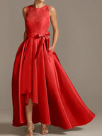 Asymmetrical A Line Sleeveless Mother Of The Bride Dress Jewel Neck Pleats