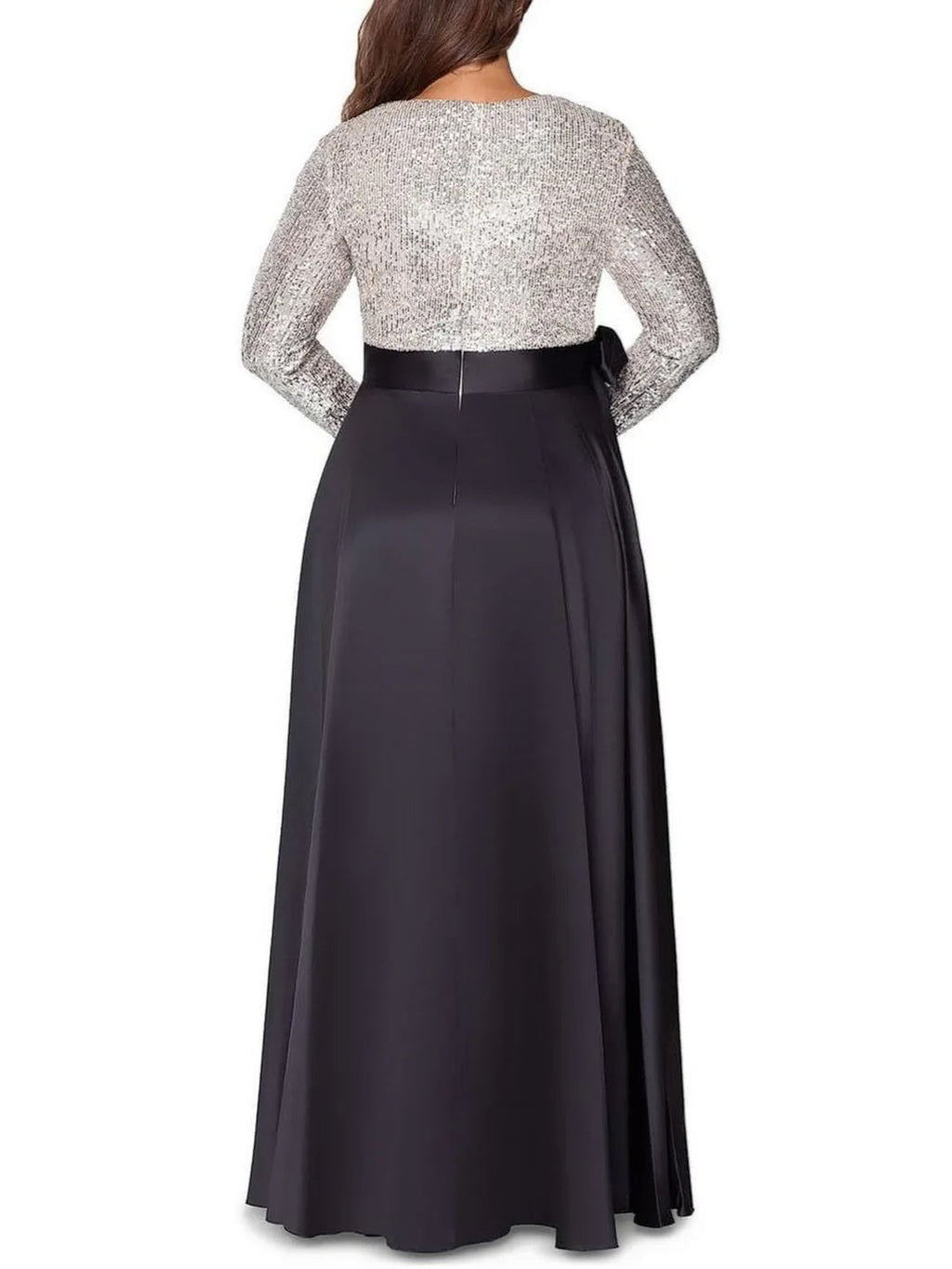 V-Neck A-Line Floor-Length Plus Size Mother Of Bride Dress With Pocket Sequins