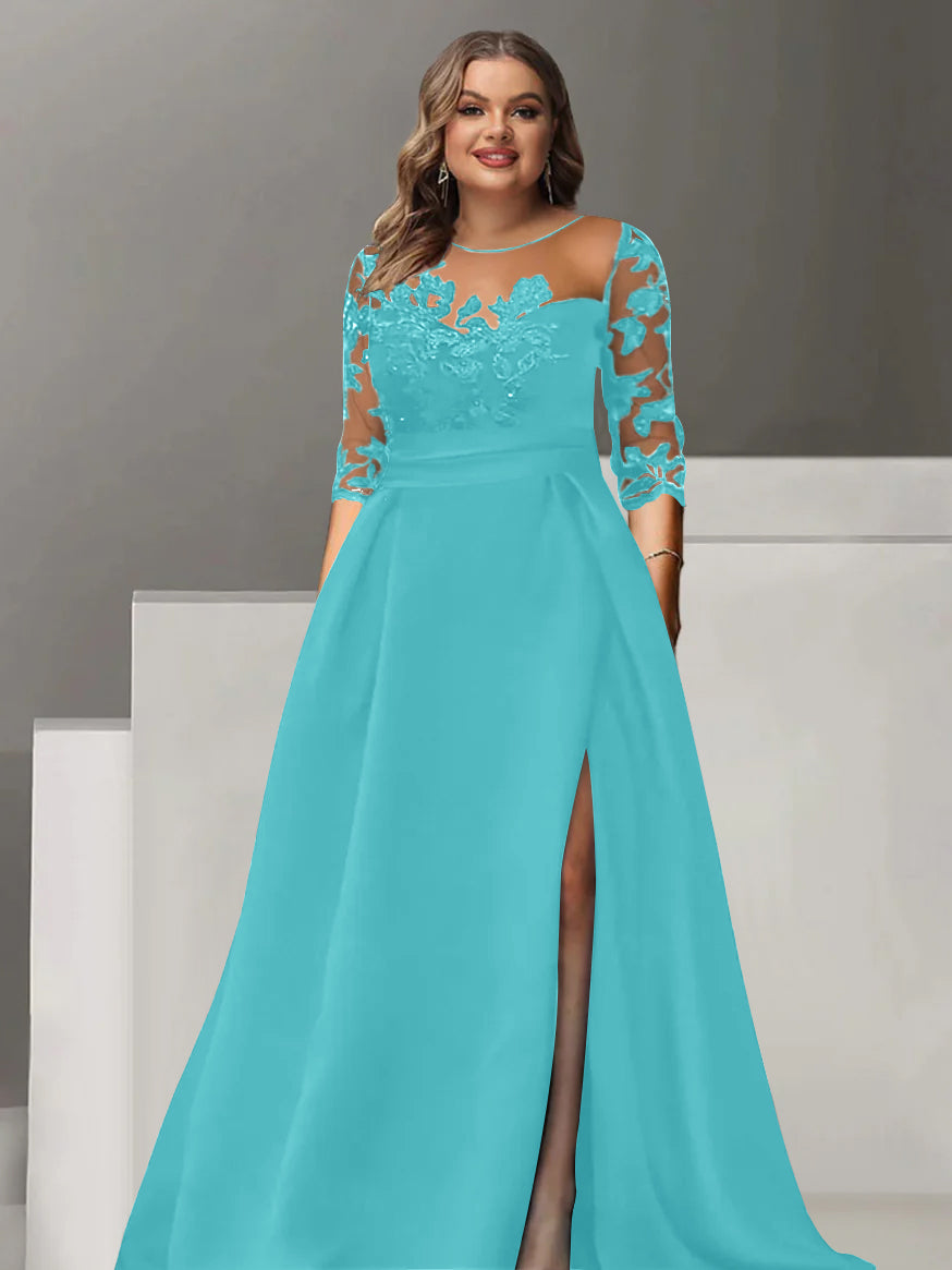 Sweetheart Lace A Line Mother Of The Bride Dress With Quarter Sleeves Side Split