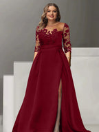 Sweetheart Lace A Line Mother Of The Bride Dress With Quarter Sleeves Side Split