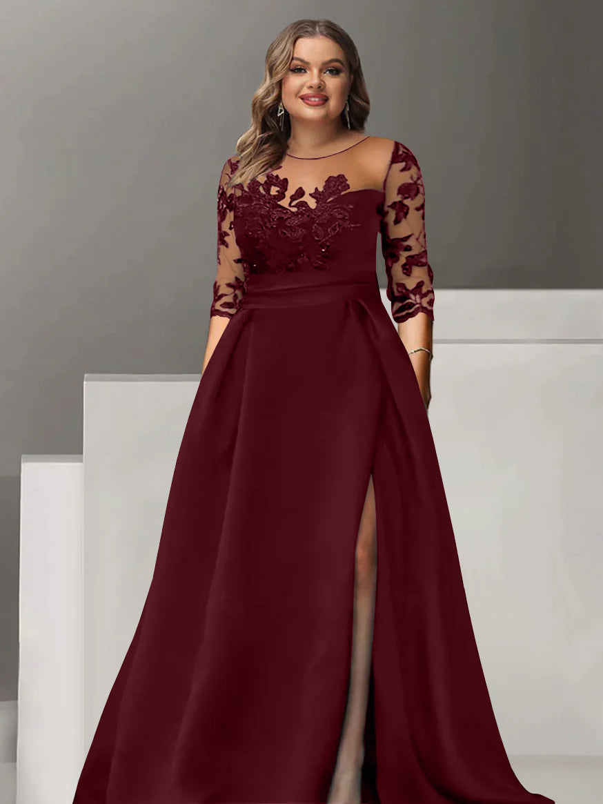 Sweetheart Lace A Line Mother Of The Bride Dress With Quarter Sleeves Side Split