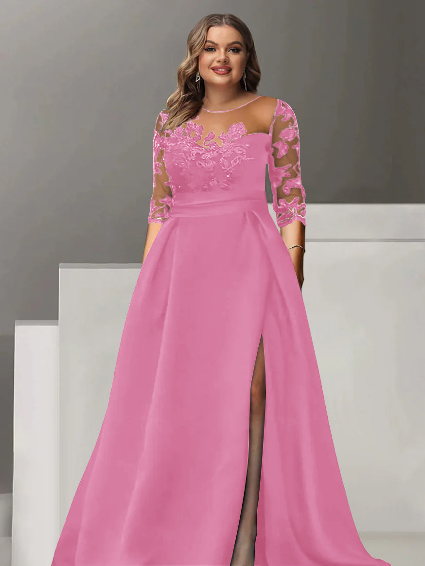 Sweetheart Lace A Line Mother Of The Bride Dress With Quarter Sleeves Side Split