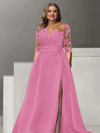 Sweetheart Lace A Line Mother Of The Bride Dress With Quarter Sleeves Side Split