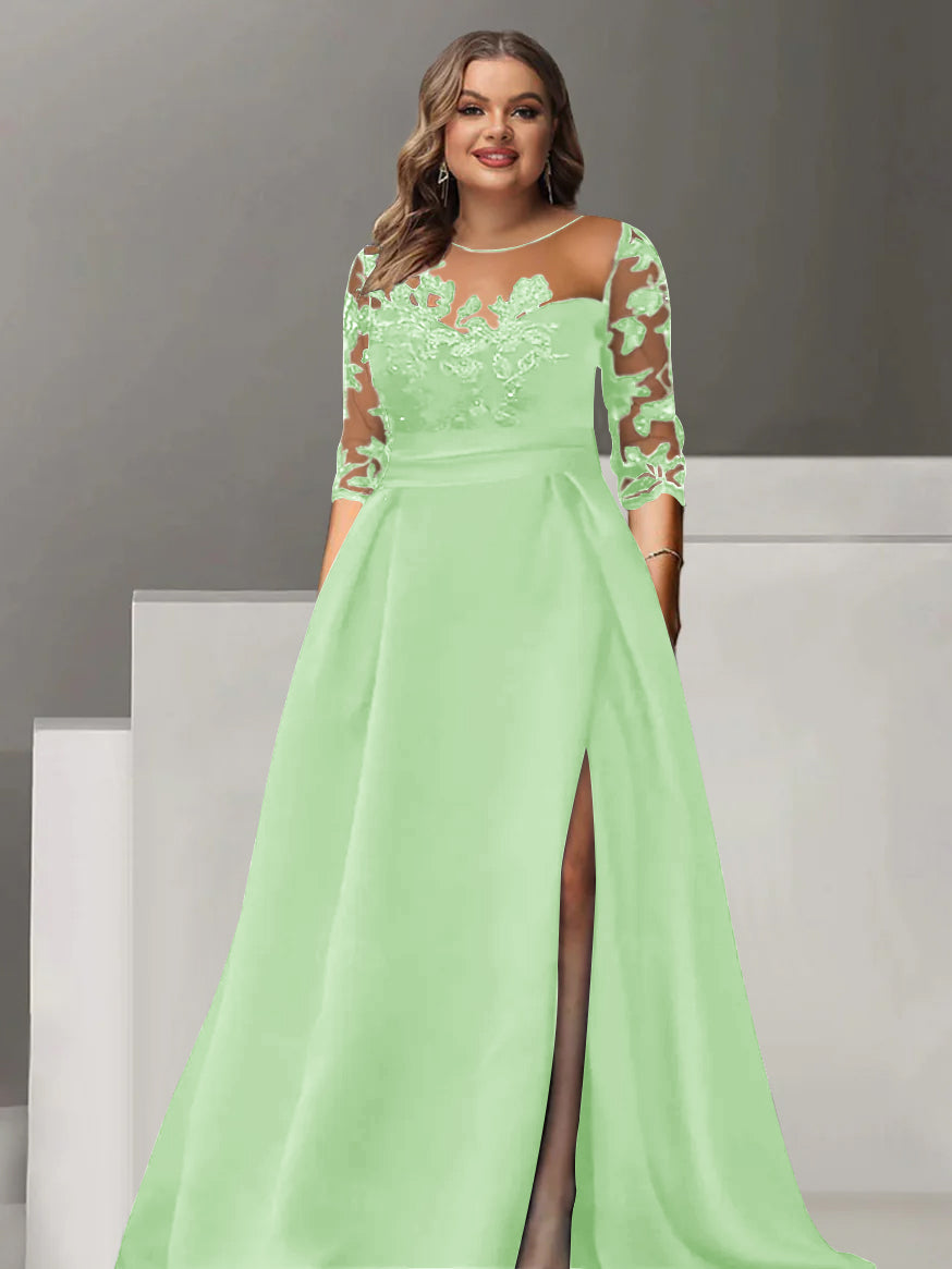 Sweetheart Lace A Line Mother Of The Bride Dress With Quarter Sleeves Side Split