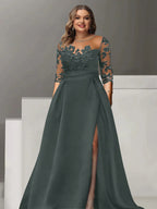 Sweetheart Lace A Line Mother Of The Bride Dress With Quarter Sleeves Side Split