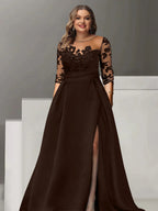 Sweetheart Lace A Line Mother Of The Bride Dress With Quarter Sleeves Side Split