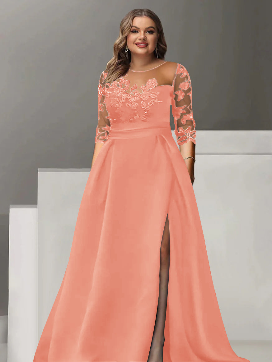 Sweetheart Lace A Line Mother Of The Bride Dress With Quarter Sleeves Side Split