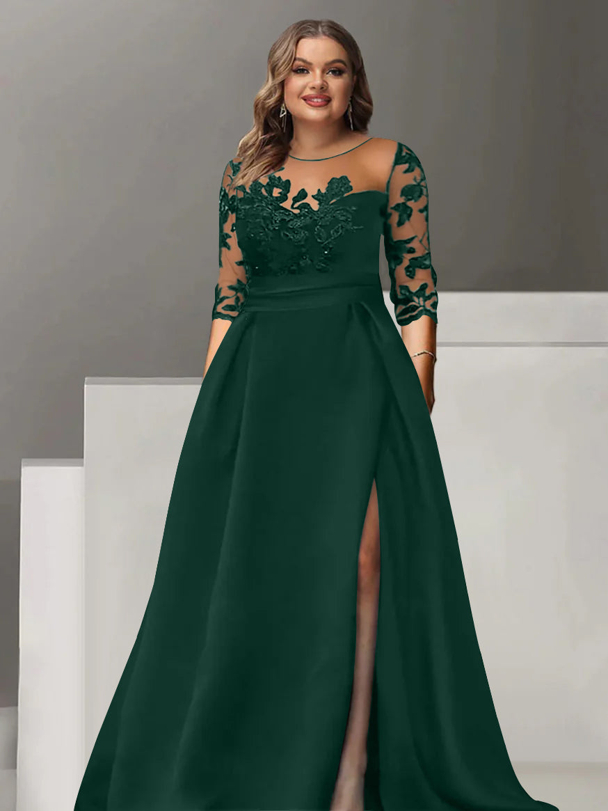 Sweetheart Lace A Line Mother Of The Bride Dress With Quarter Sleeves Side Split