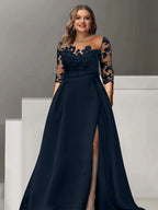 Sweetheart Lace A Line Mother Of The Bride Dress With Quarter Sleeves Side Split
