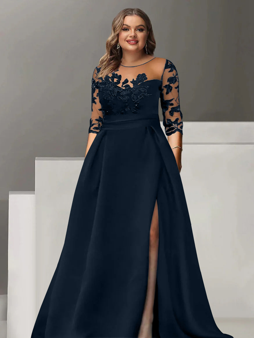 Sweetheart Lace A Line Mother Of The Bride Dress With Quarter Sleeves Side Split