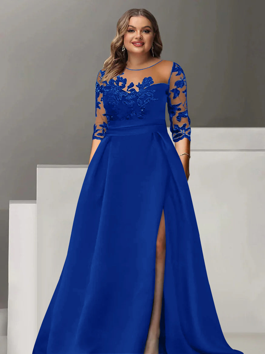 Sweetheart Lace A Line Mother Of The Bride Dress With Quarter Sleeves Side Split
