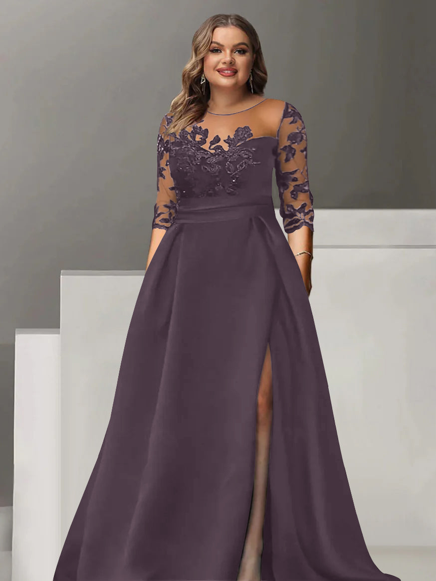 Sweetheart Lace A Line Mother Of The Bride Dress With Quarter Sleeves Side Split