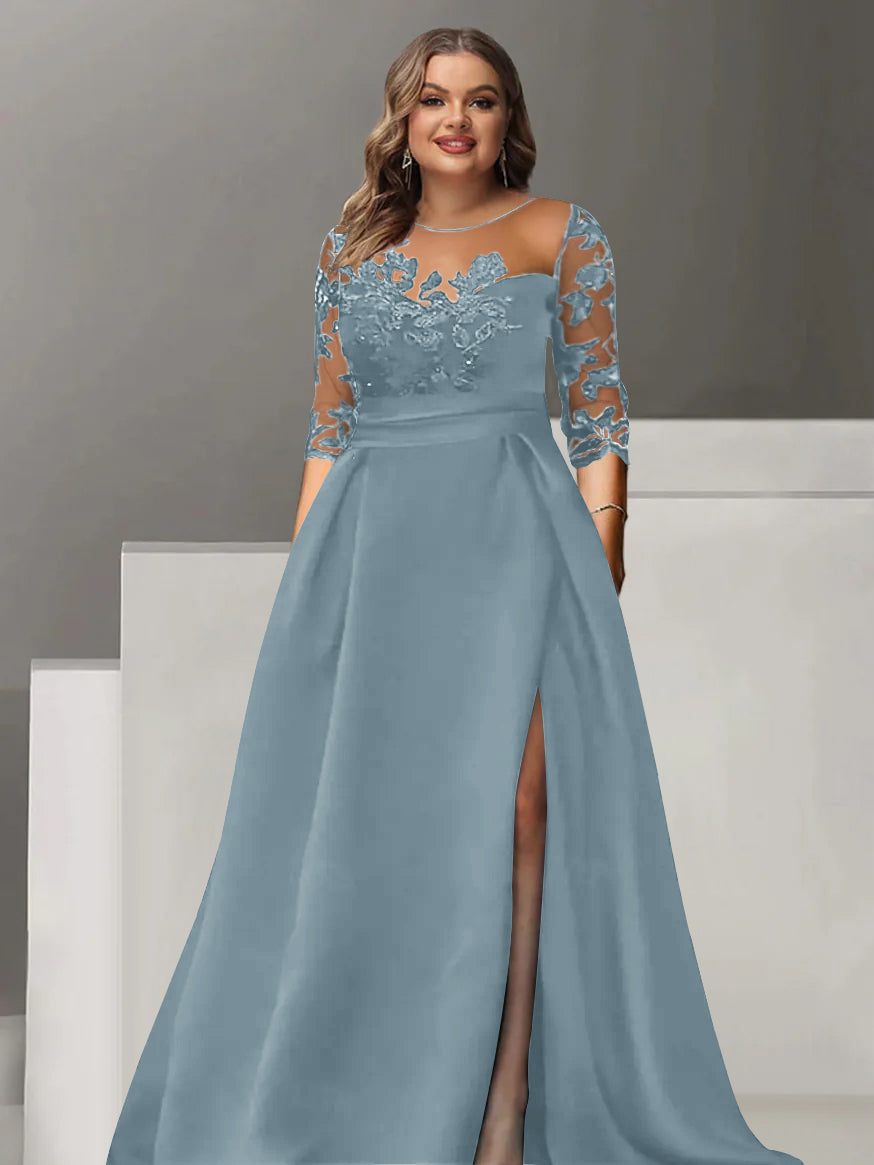 Sweetheart Lace A Line Mother Of The Bride Dress With Quarter Sleeves Side Split