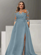 Sweetheart Lace A Line Mother Of The Bride Dress With Quarter Sleeves Side Split