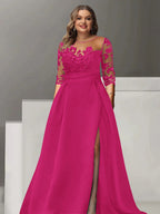 Sweetheart Lace A Line Mother Of The Bride Dress With Quarter Sleeves Side Split