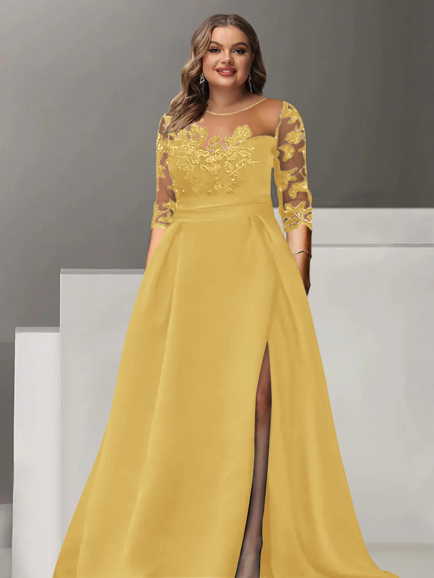 Sweetheart Lace A Line Mother Of The Bride Dress With Quarter Sleeves Side Split