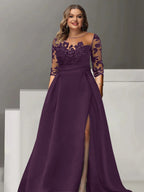 Sweetheart Lace A Line Mother Of The Bride Dress With Quarter Sleeves Side Split