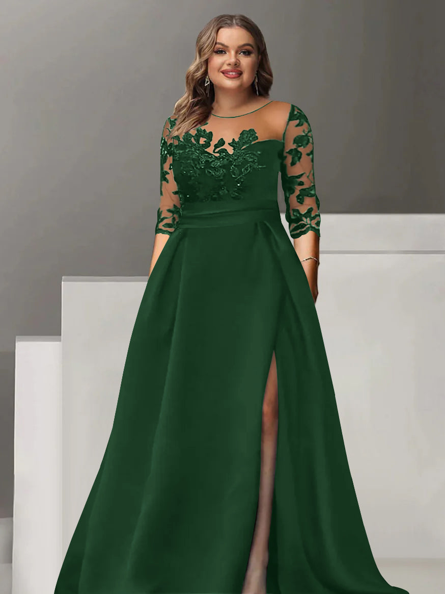Sweetheart Lace A Line Mother Of The Bride Dress With Quarter Sleeves Side Split